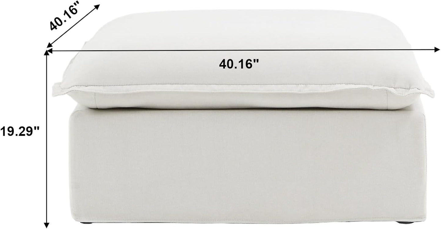 Sabi Modular Boucle Cloud Sofa - Snow White - Single Ottoman - Nuvé