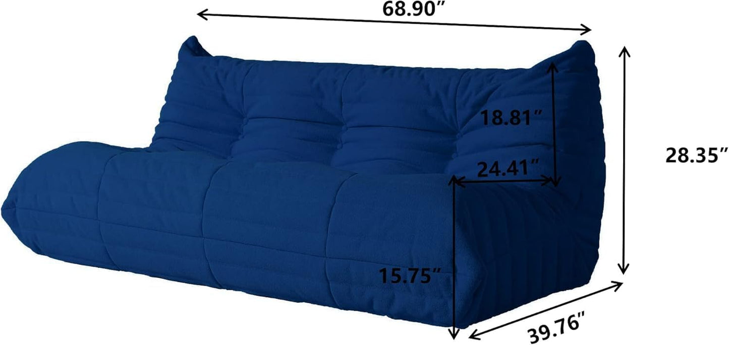 Muku Bouclé Chair - Blue - 3 Seater - Nuvé
