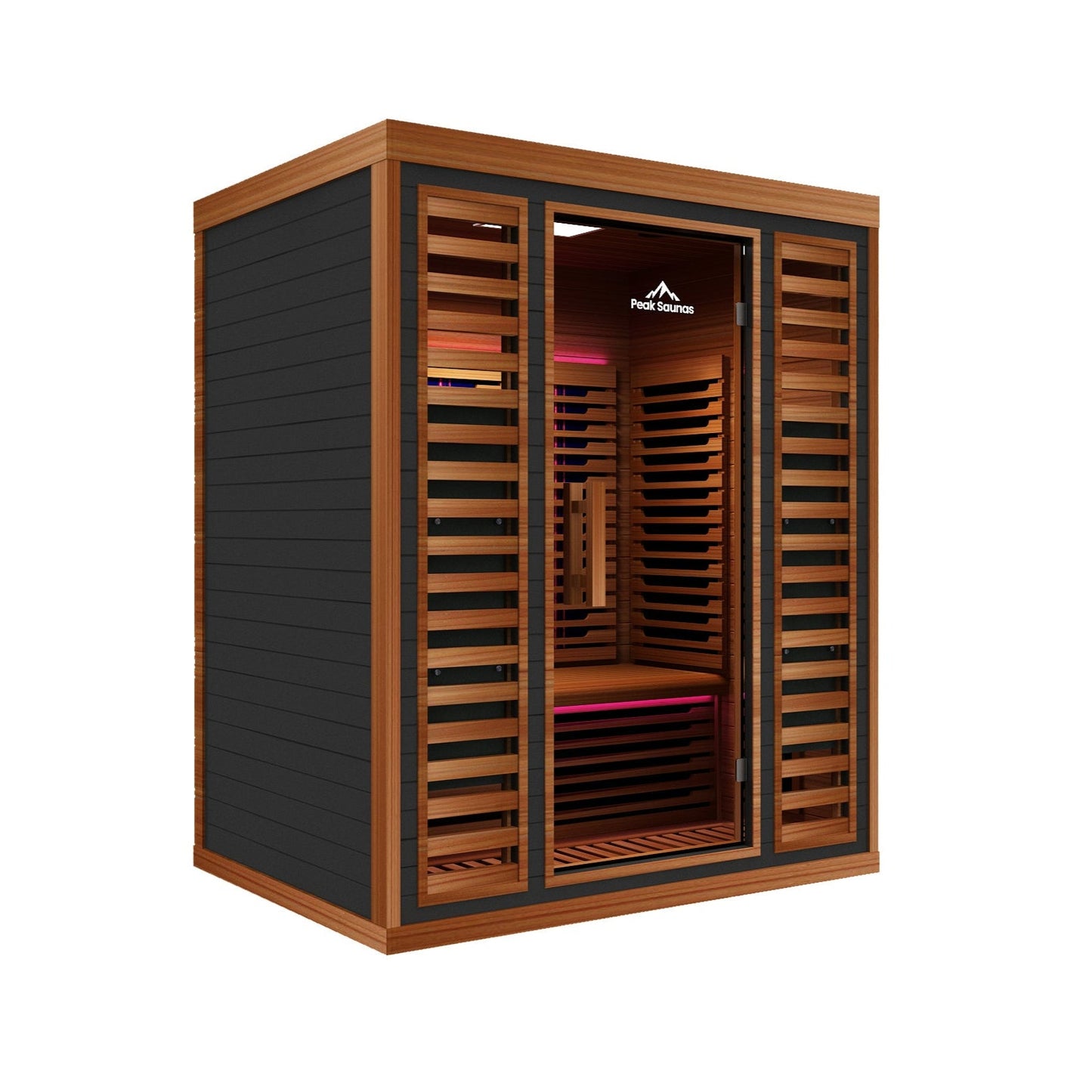 Peak Saunas Matterhorn Luxury 3-Person Full Spectrum Infrared Sauna with Two XL Medical-Grade Red Light Therapy Panels & Smart WiFi App Control - Nuvé