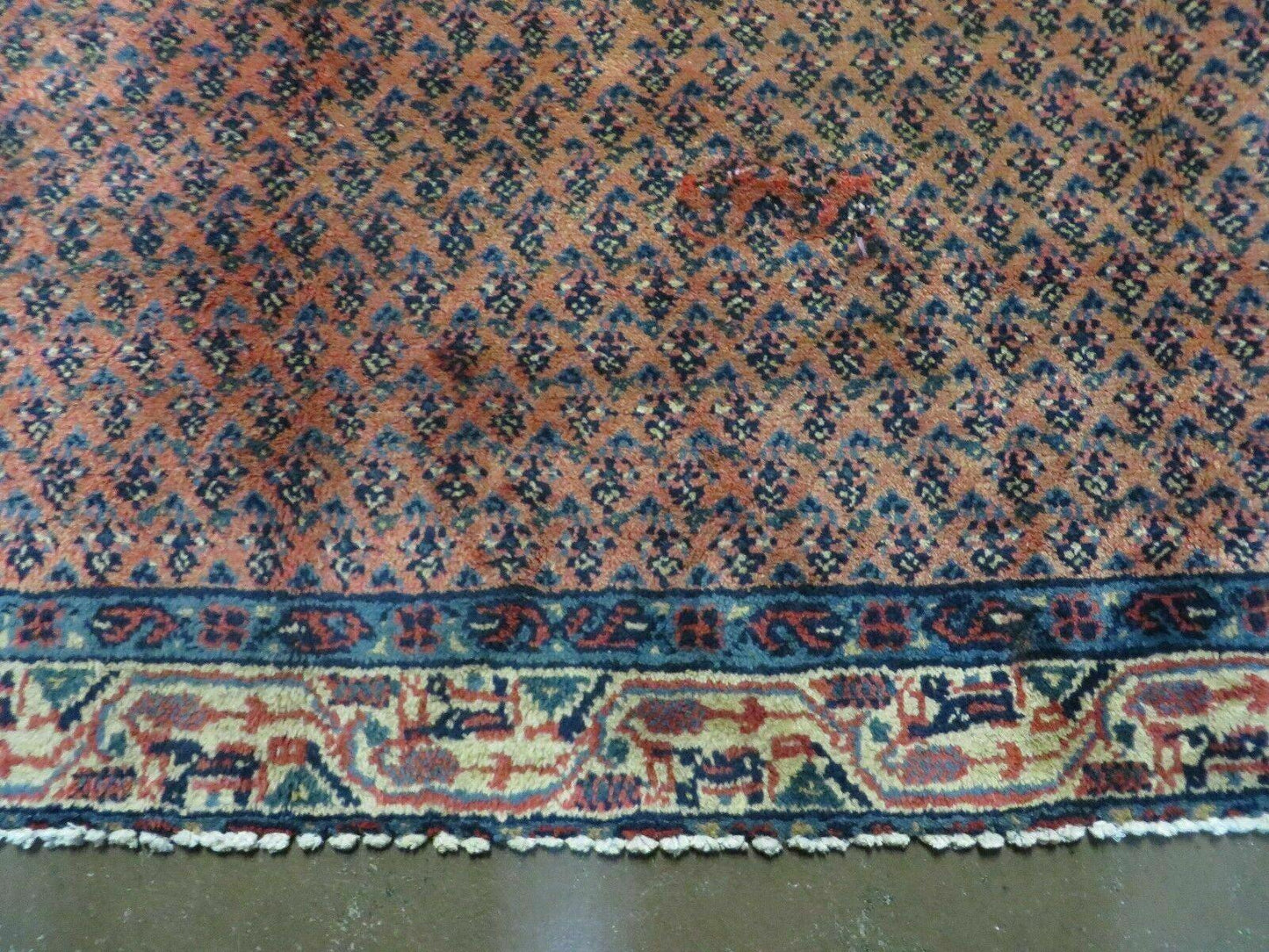 Antique Persian Seraband Runner 3.7 x 11 - Red, Wool, Mir Pattern - Nuvé