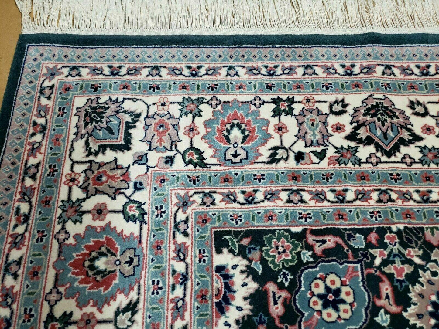 8' X 10' Handmade Indian Oriental Wool Rug Carpet Organic Dye Forest Green Nice - Nuvé