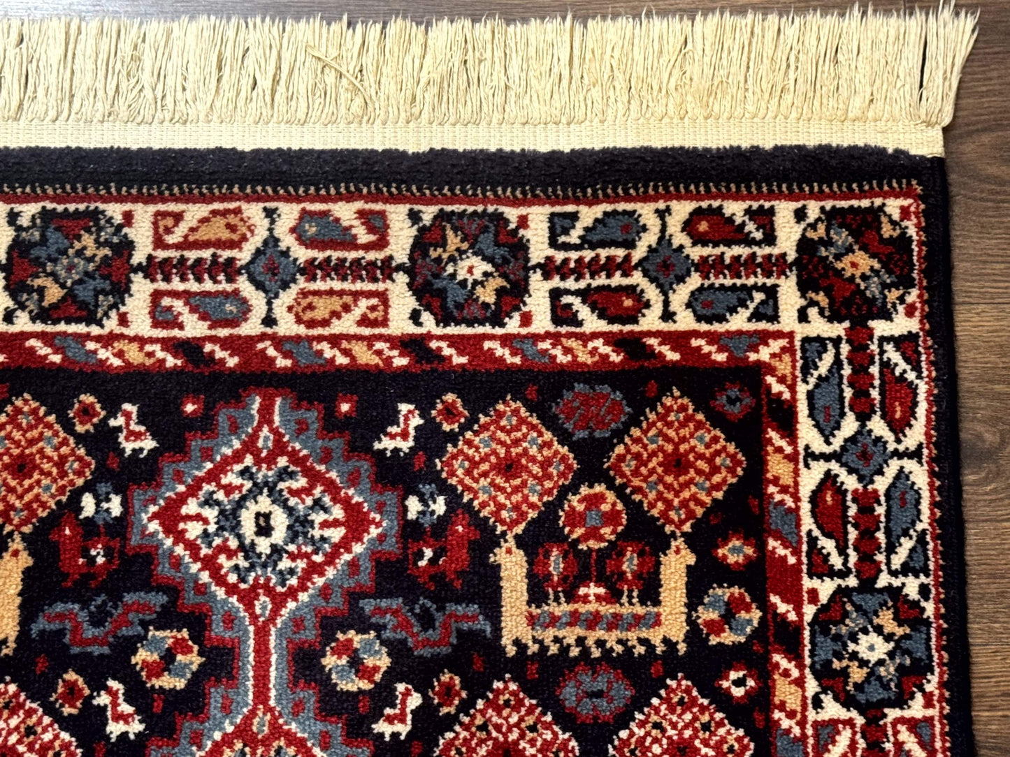 Small Karastan Rug 3x4, Yuruk Collection, Wool, Tribal, Geometric, Navy Blue - Nuvé