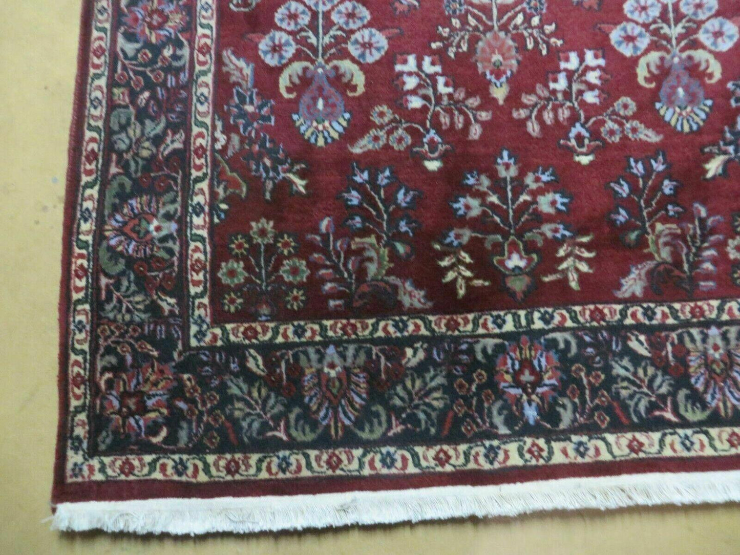 4' X 6' Vintage Handmade Fine India Jaipur Floral Oriental Wool Rug Red Nice - Nuvé