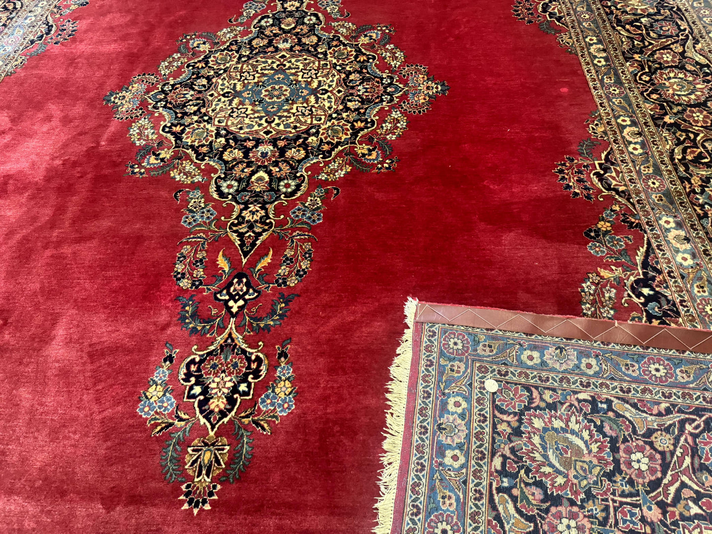 Persian Kashan Rug 9x12, Traditional, Semi Open Field, Red, Signed By Master Weaver, Antique Rug - Nuvé