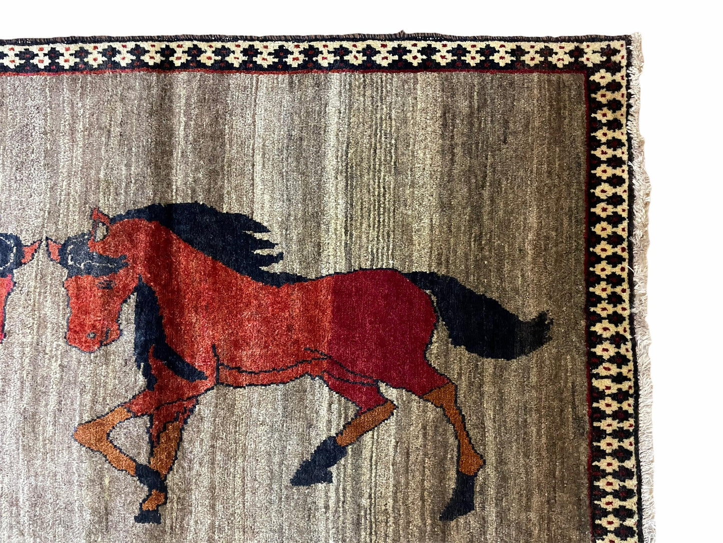 4 X 7 Handmade Hand-Knotted Quality Wool Rug Pictorial Horses Veggie Dyes Tribal - Nuvé