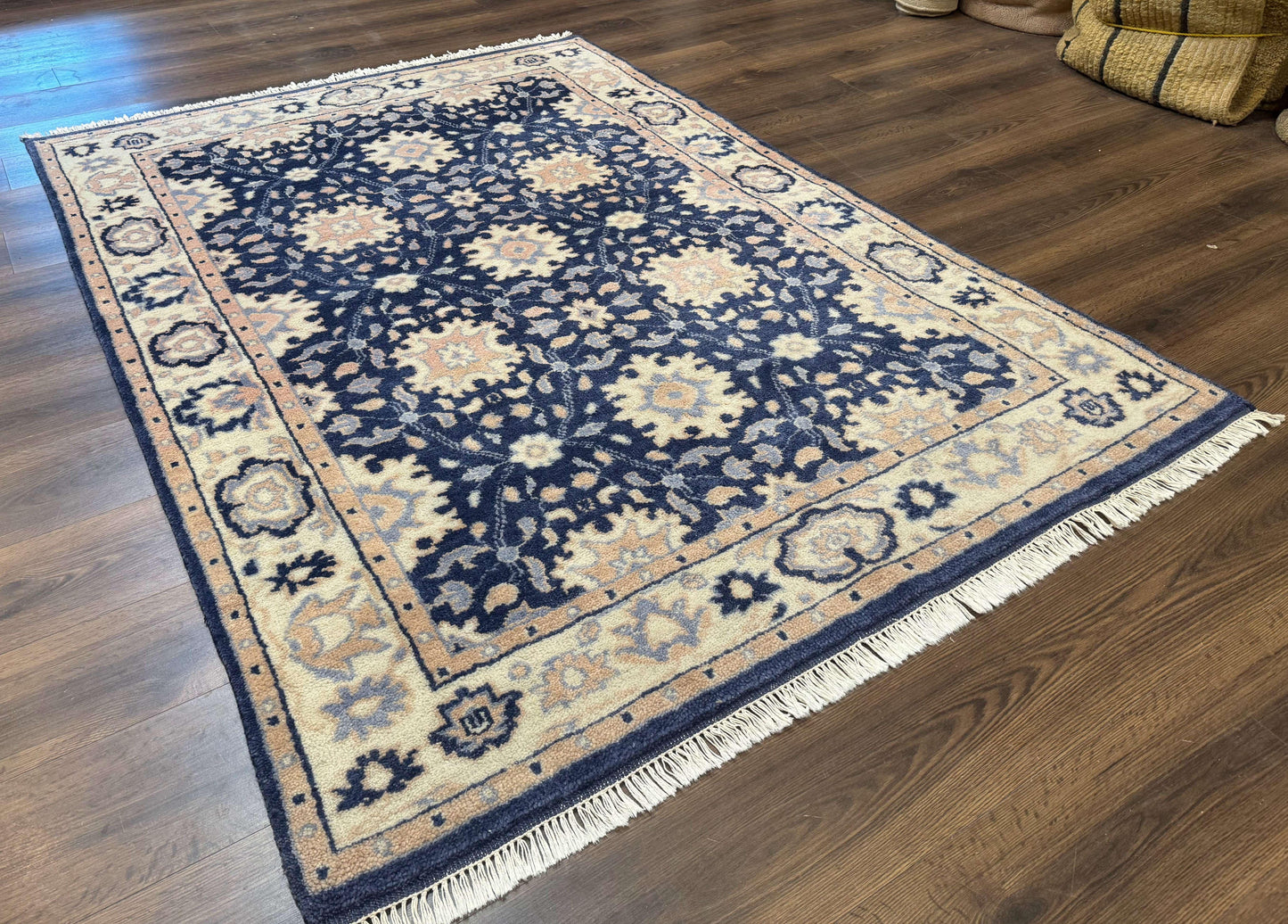 Blue and Beige Indian Rug, Indo Persian Carpet - Nuvé