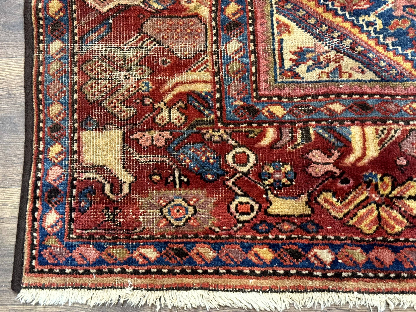 Antique Persian Rug 4x7, Blue and Red Malayer Carpet, Rare - Nuvé