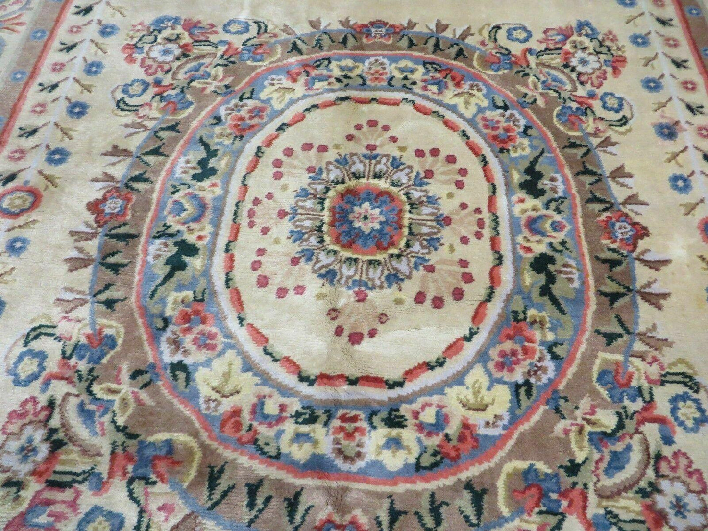 8' X 10' Vintage Handmade Wool Rug Aubusson Savonnerie Design European Nice - Nuvé