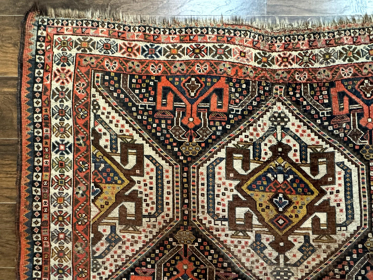 Antique Persian Qashqai Rug 5x8, Persian Tribal Rug, Khamseh Rug - Nuvé