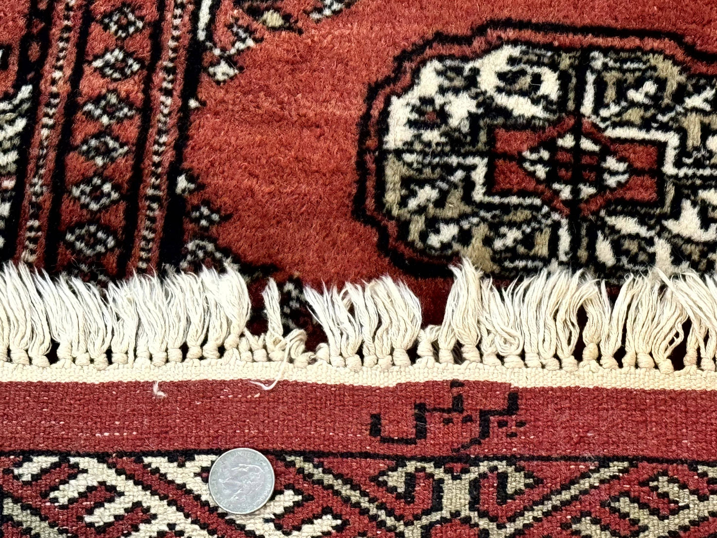 Red Pakistani Turkoman Rug 3x5, Bokhara Design, Vintage, Signed - Nuvé