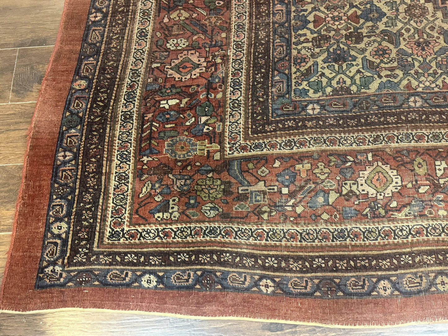 Antique Persian Bidjar Rug 8x15 – Navy Blue, Herati Pattern, Early 20th Century - Nuvé
