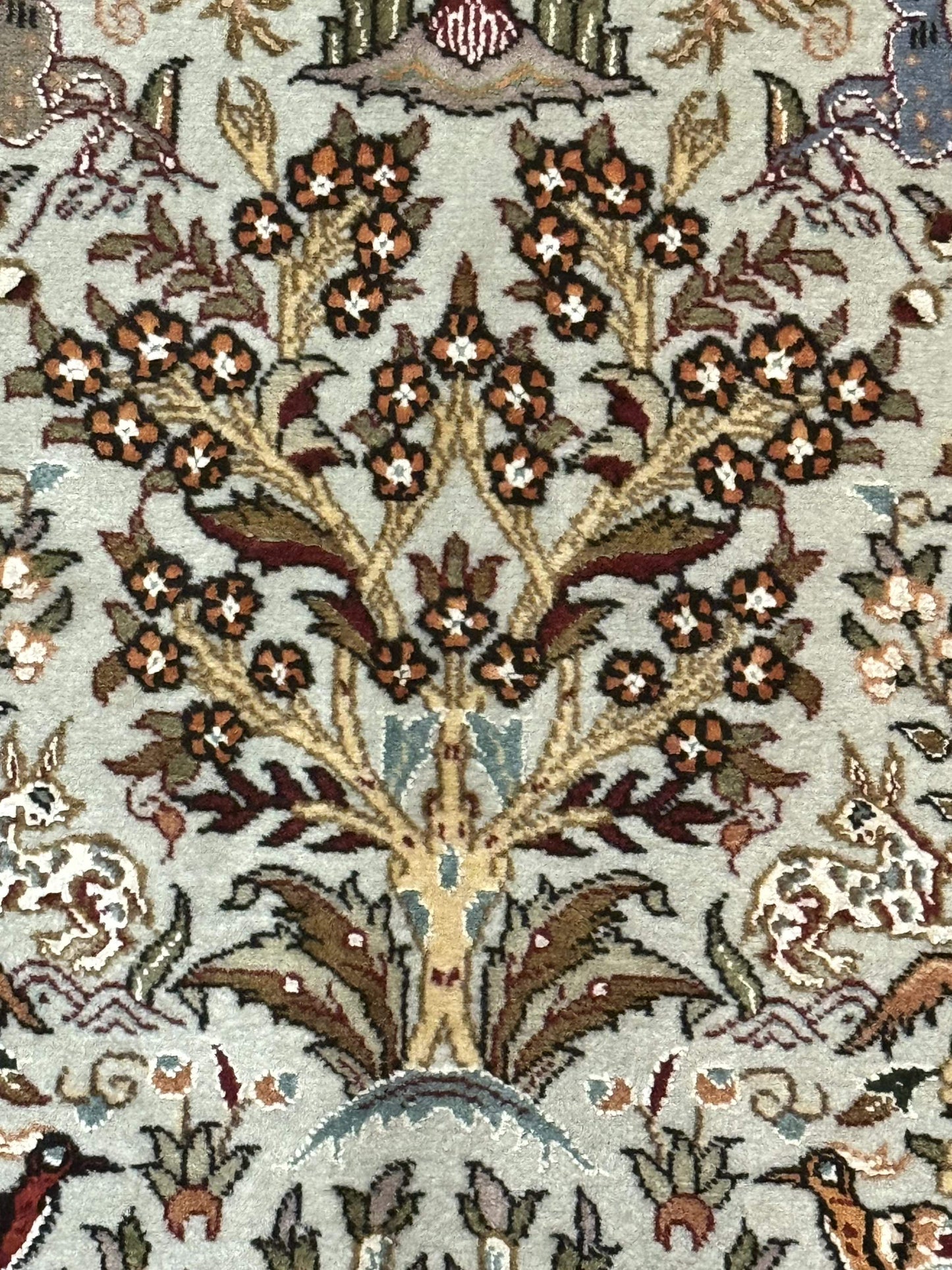 Wonderful Persian Tabriz Rug 3x5, Tree of Life, Animal Pictorials, Birds, Wool & Silk Highlights, Fine 330 KPSI - Nuvé