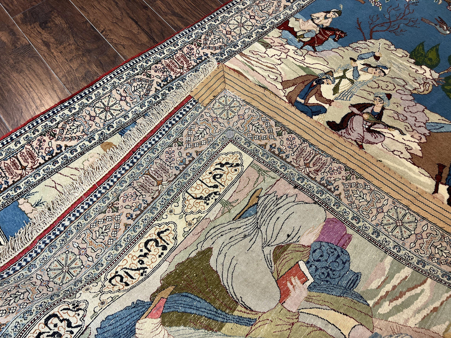 Vintage Persian Qum Pictorial Rug 5x7 - Wool & Silk - Nuvé
