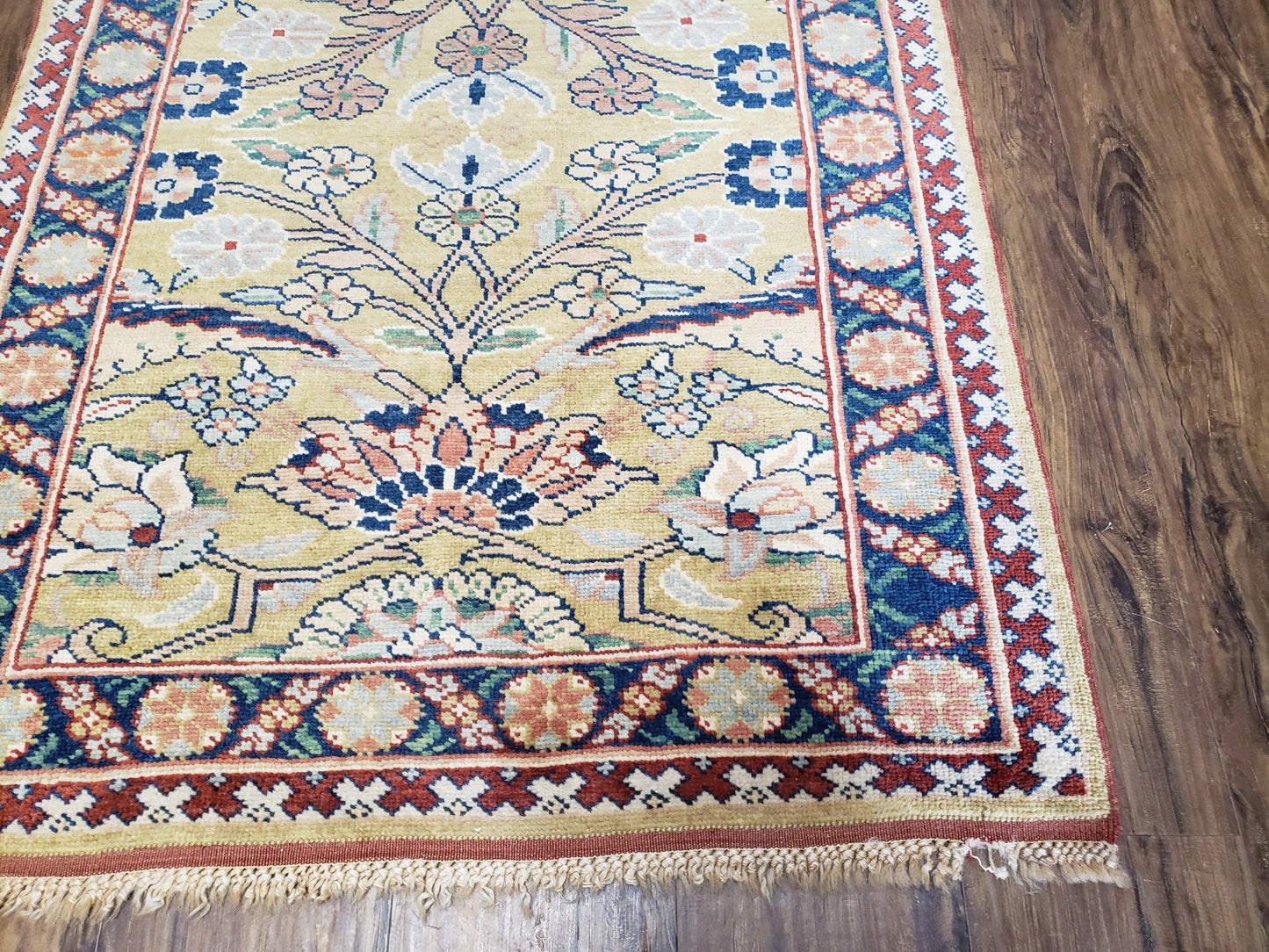 Hallway Runner Rug, Kitchen Runner, Sultanabad Hand Knotted Rug, Farmhouse Rug, 1950s Rug, Mahal Rug, Turkish Rug, Long Runner, Yellow - Nuvé