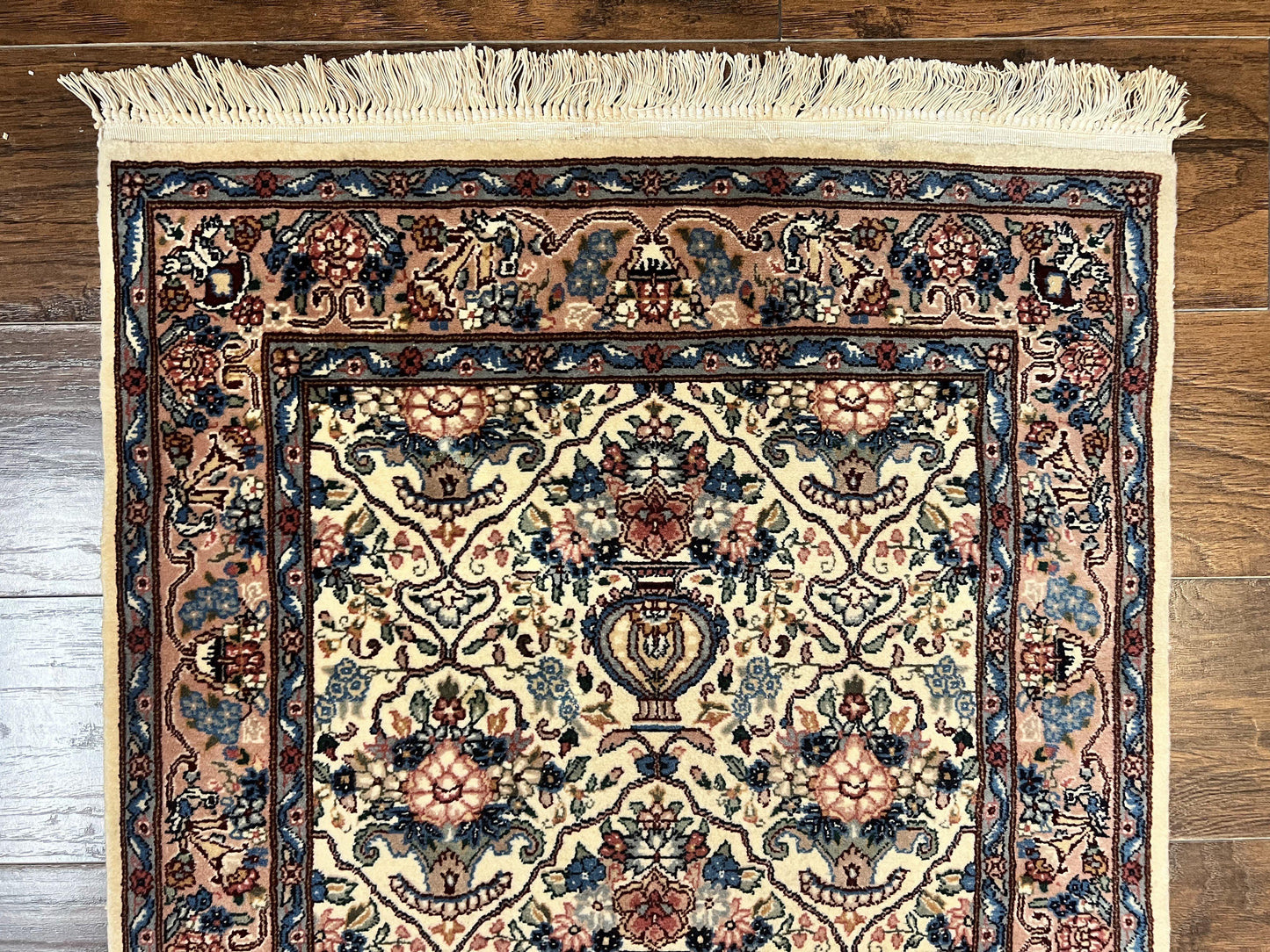 Sino Persian Runner Rug 2.8 x 14, Hand Knotted Vintage Oriental Hallway Rug, 14ft Runner, Cream, Floral, Wool - Nuvé