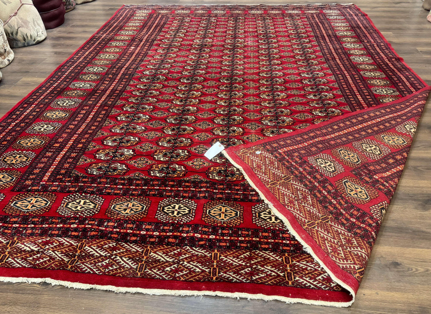 Bokhara Rug 9x12, Red Turkoman Rug, Pakistani Rug, Tribal Carpet, Wool Rug, Red Rug - Nuvé