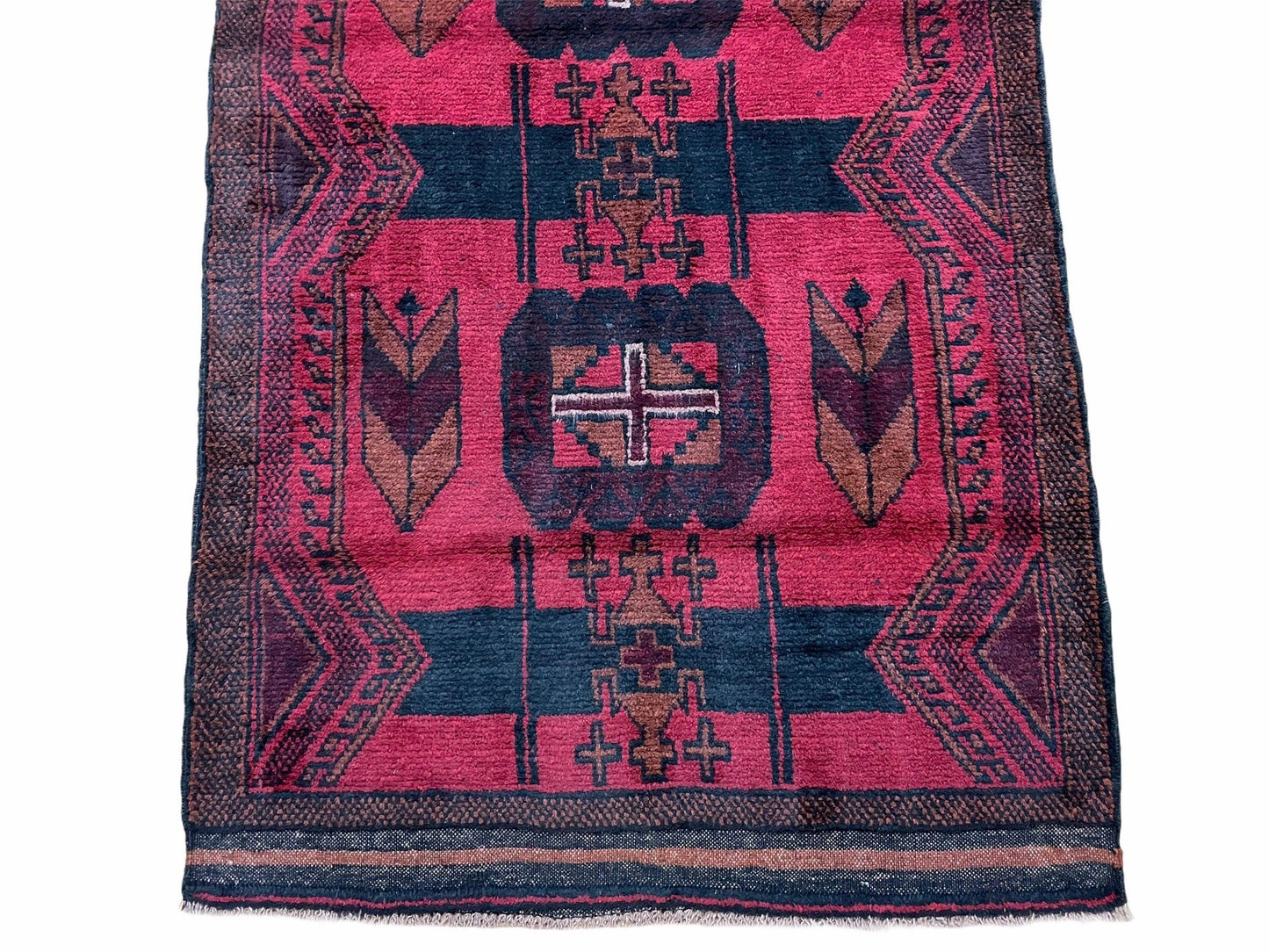 2' 10" X 4'6" Vintage Handmade Tribal Wool Rug Balouchi Rug Afghan Rug Red Black - Nuvé