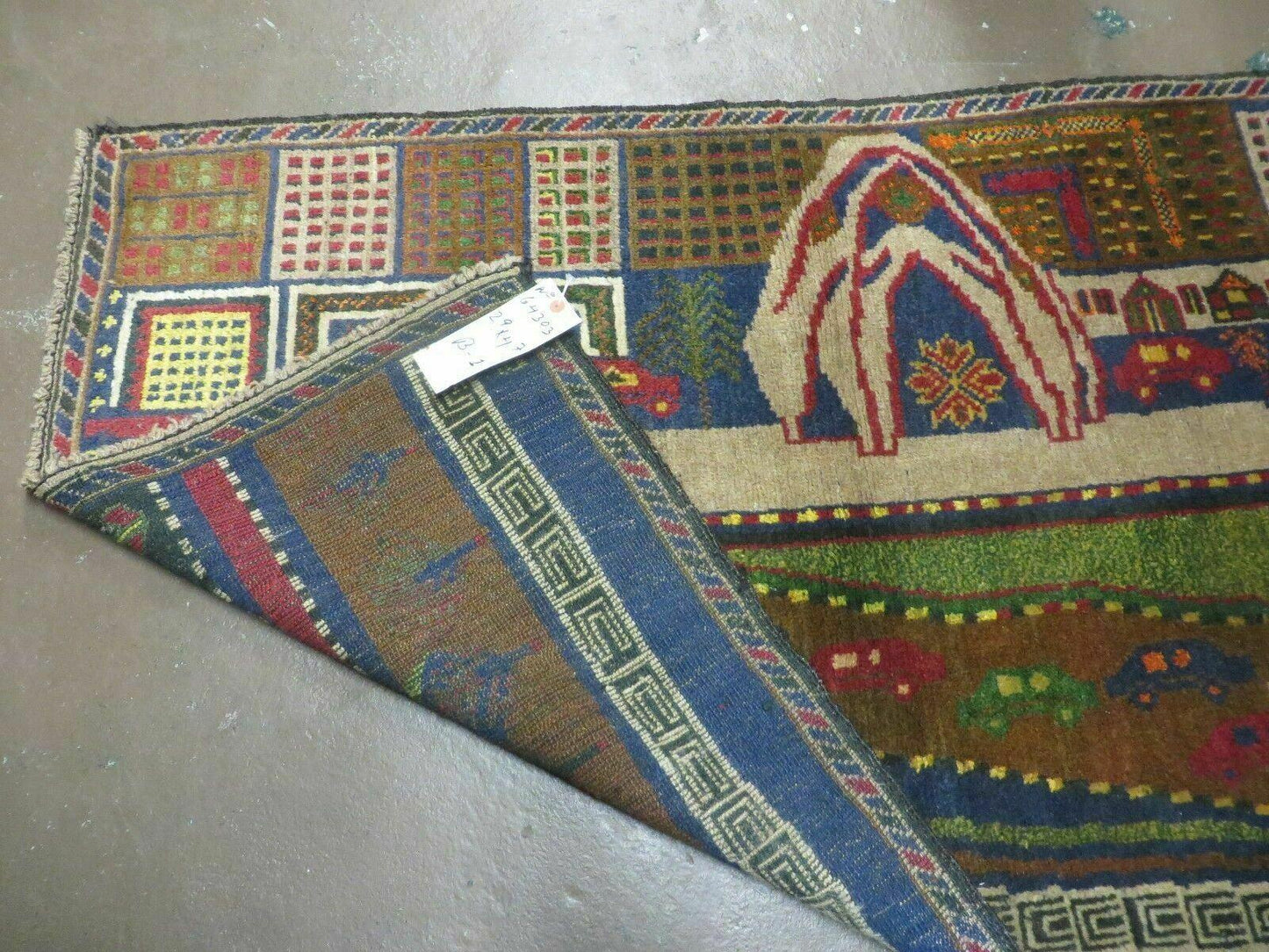 3' X 5' New Vintage Handmade Afghan Balouch Tribal Wool Pictorial Rug # 303 - Nuvé