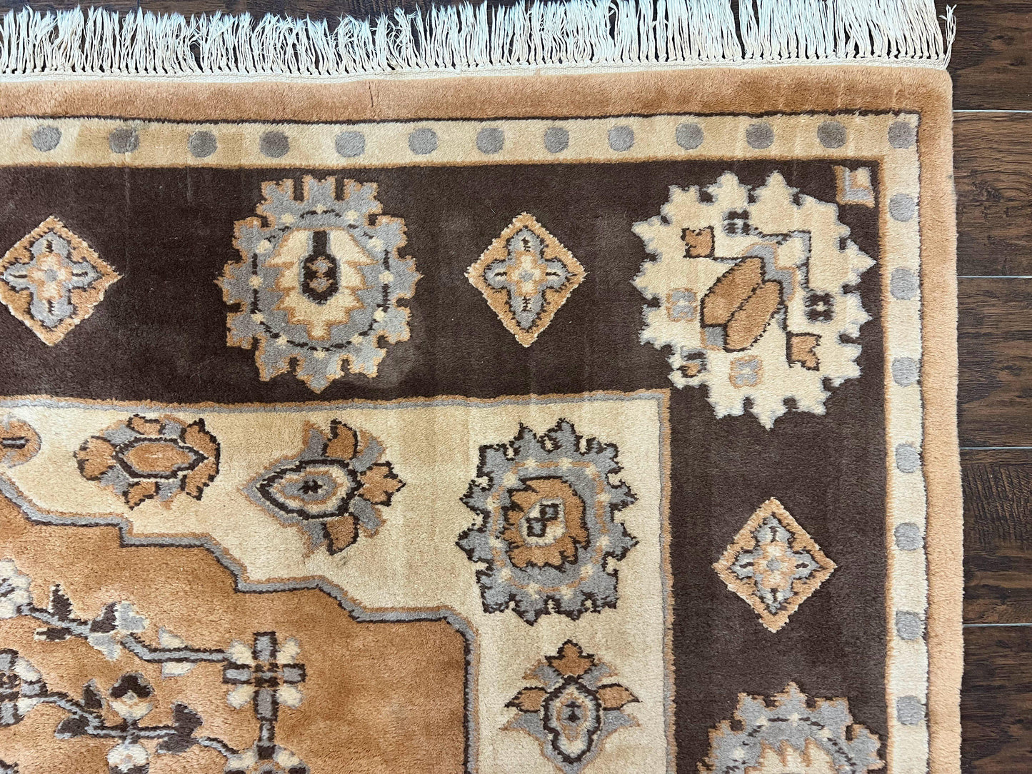 Indian Oushak Rug 8x10, Wool Hand Knotted Vintage Carpet - Nuvé