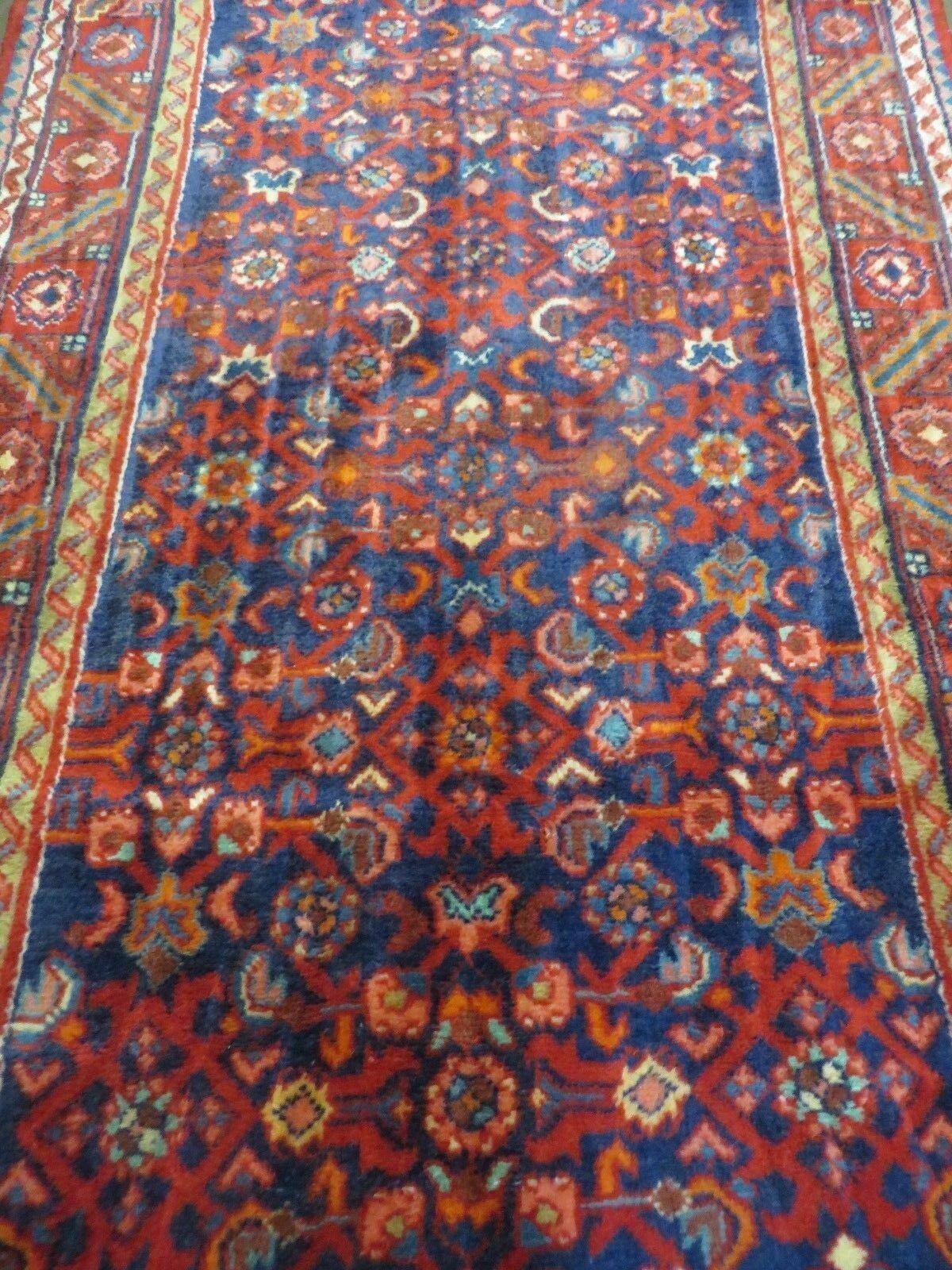 3' 6" X 10' 4" Antique Handmade India Floral Oriental Wool Runner Rug # 128 - Nuvé