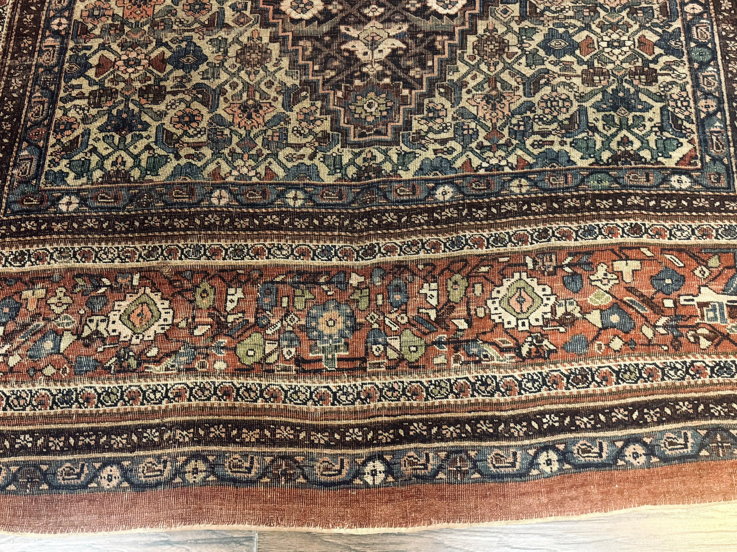 Antique Persian Bidjar Rug 8x15 – Navy Blue, Herati Pattern, Early 20th Century - Nuvé