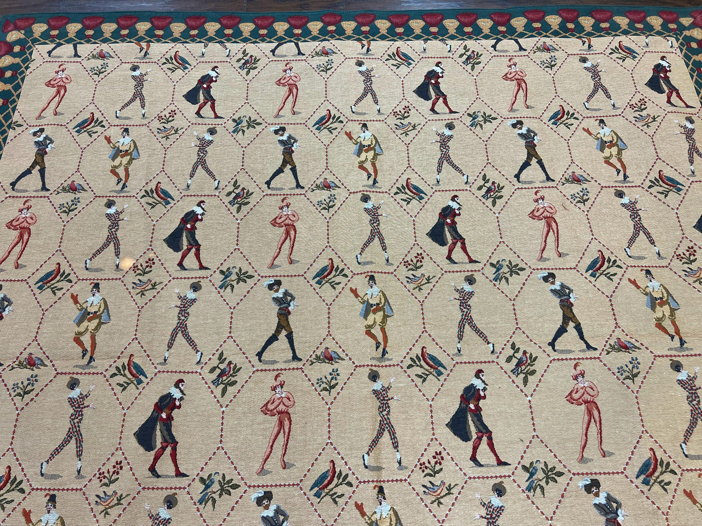 Square Tapestry 5x5, Wall Hanging, Human Pictorials, Court Jesters, Vintage - Nuvé
