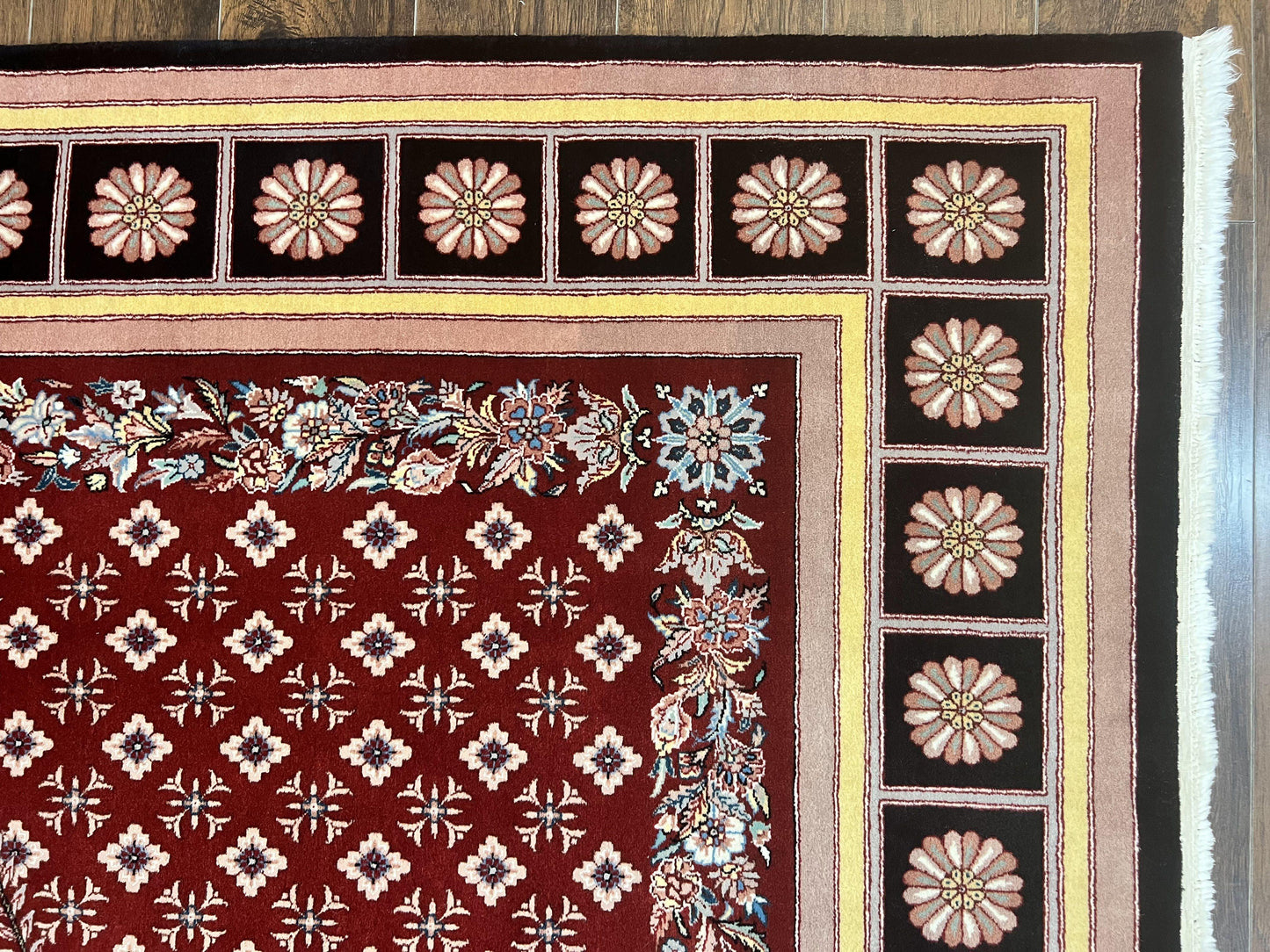 Pakistani Rug 6x9, European Aubusson Design, Wool Handmade Vintage Carpet, Dark Red, 6 x 9 Medium Sized Rug - Nuvé