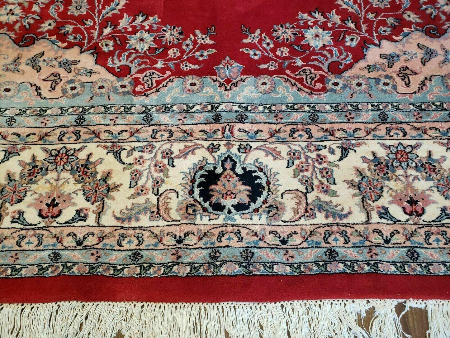 9' X 12' Vintage Handmade India Medallion Wool Rug Vegetable Dyes Nice Red - Nuvé