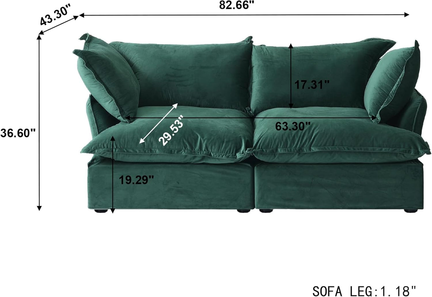 Sabi Modular Boucle Cloud Sofa - Green - 2-Seater Sofa - Nuvé