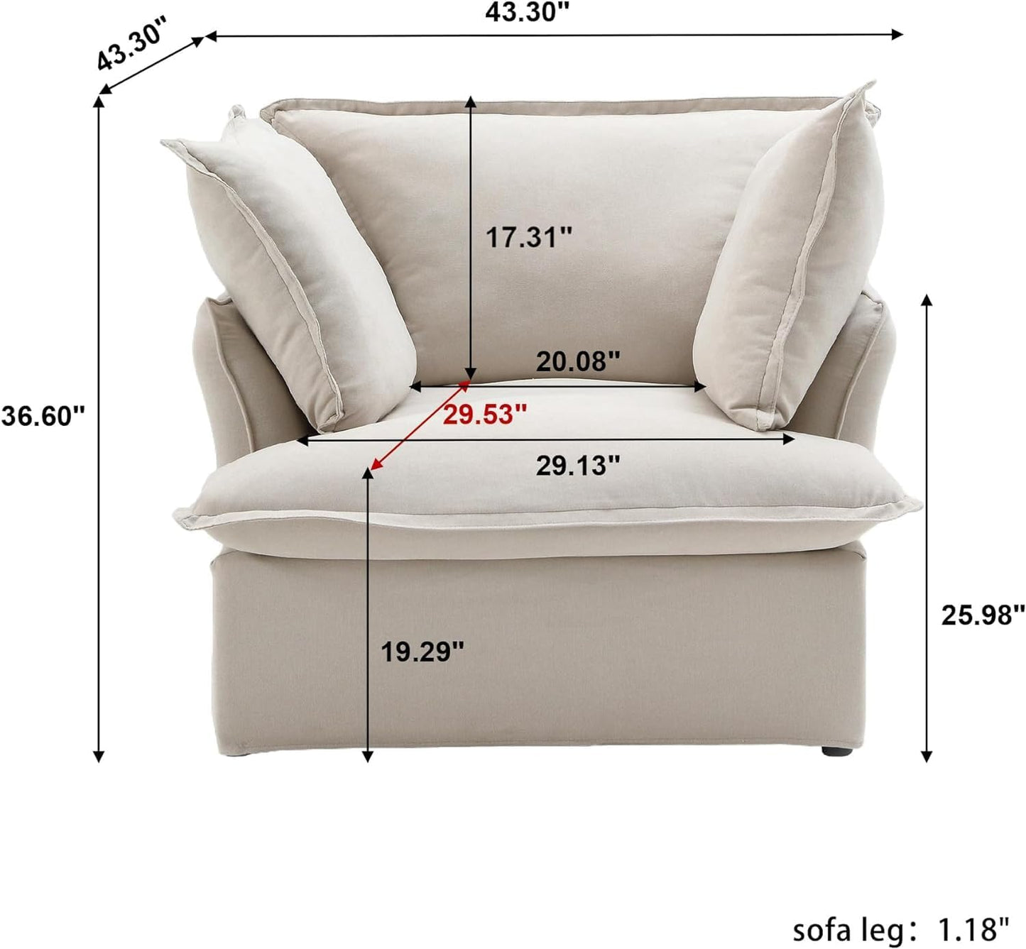 Sabi Modular Boucle Cloud Sofa- Beige - Single Seater Sofa - Nuvé