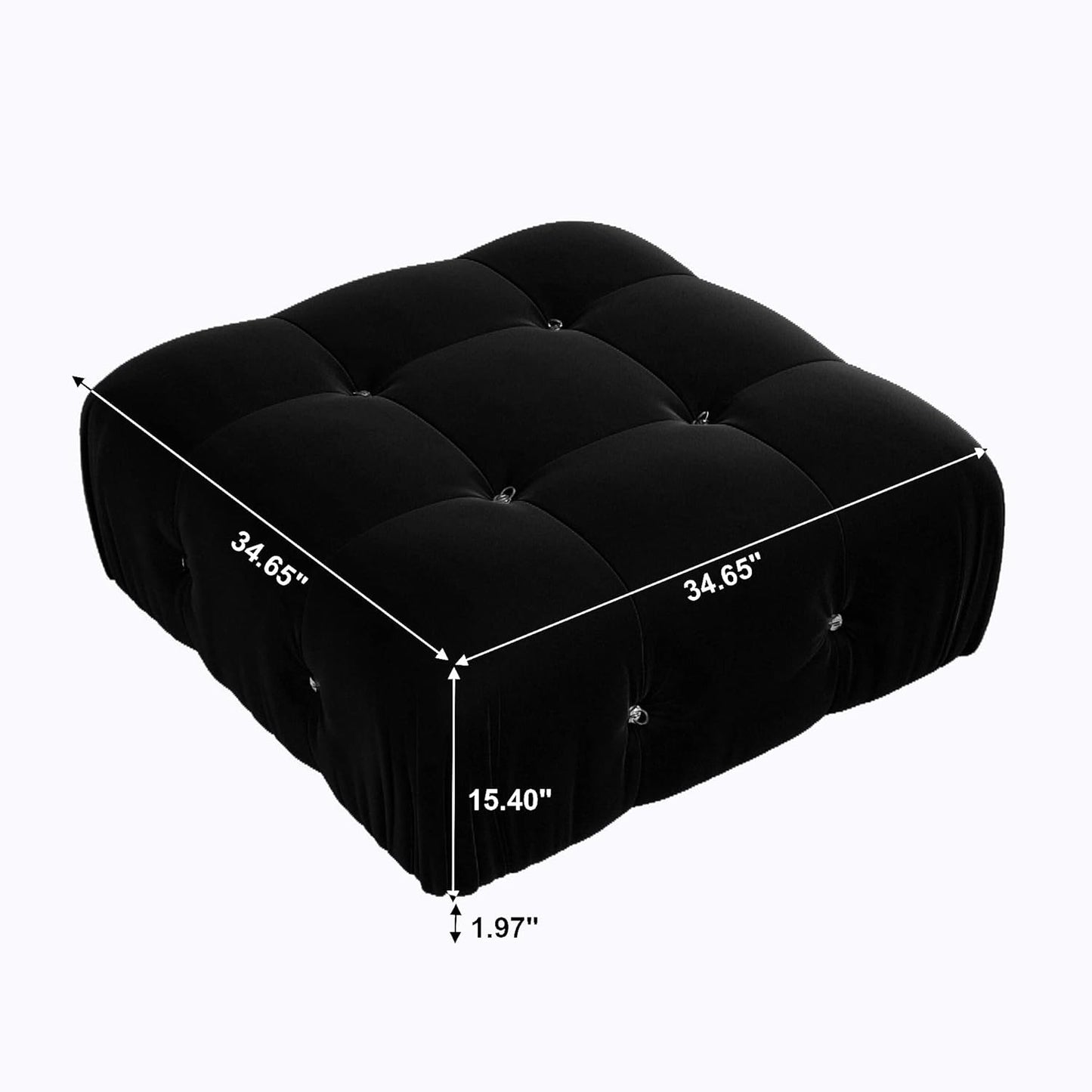 Nuvé® Takumi Velvet Modular Bouclé Cloud Sofa - Black - Ottoman - Nuvé
