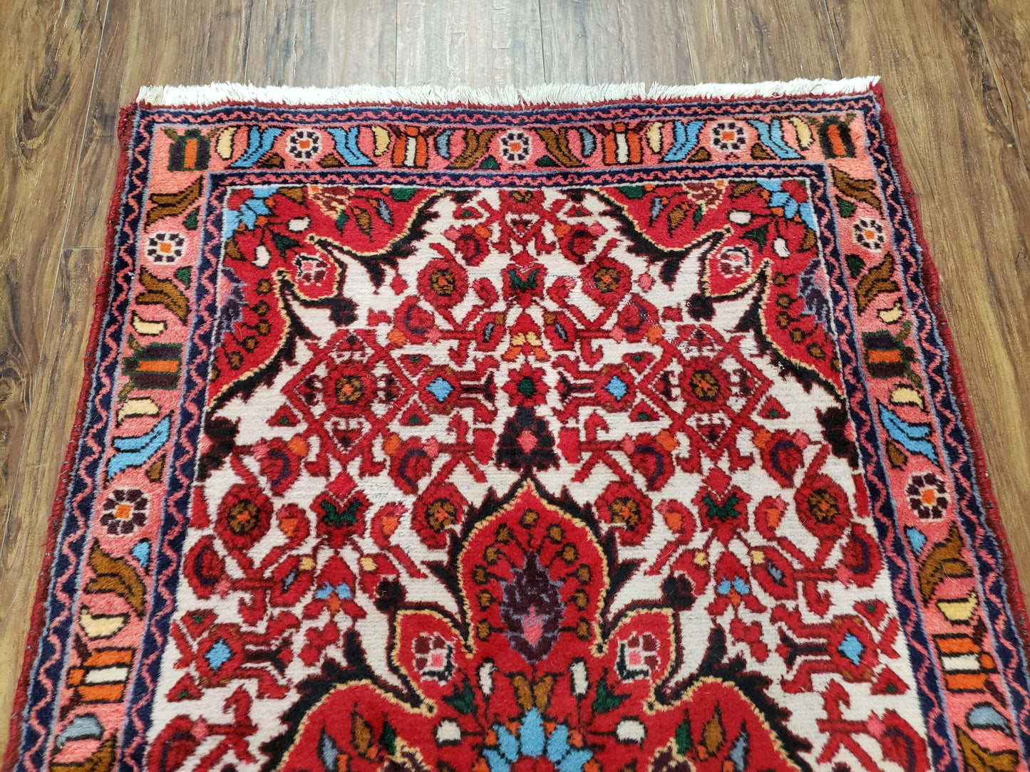 3' 2' X 5' 1" Handmade Floral Wool Rug Red Beige /Ivory - Nuvé