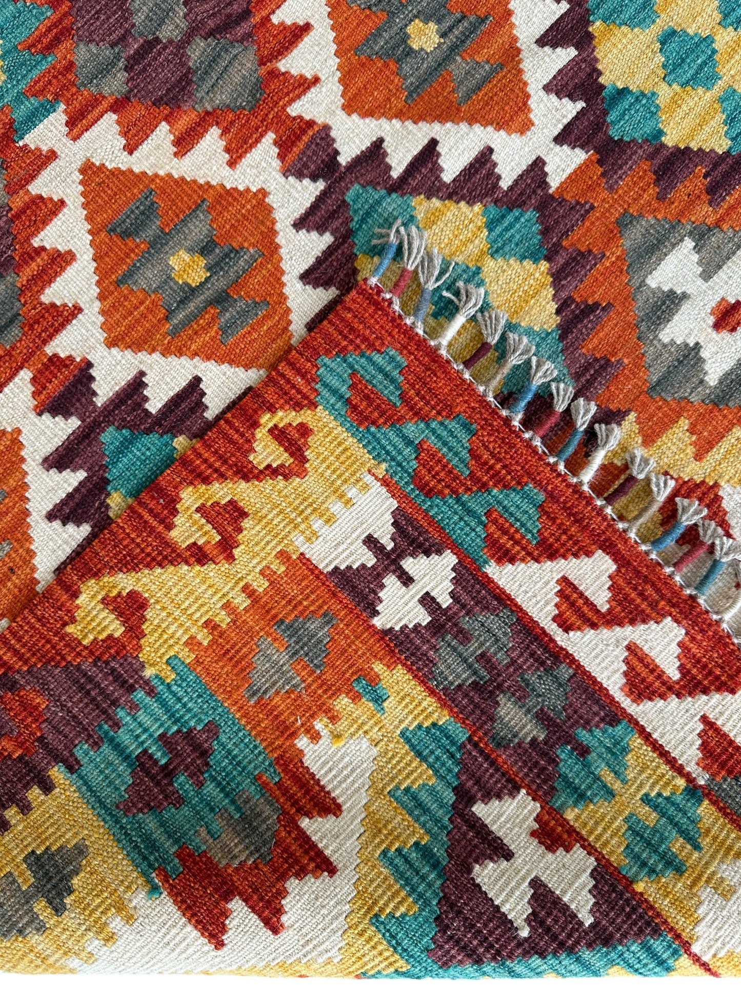 Afghani Maimana Kilim Wool Rug 4’3” x 6’7” - Nuvé