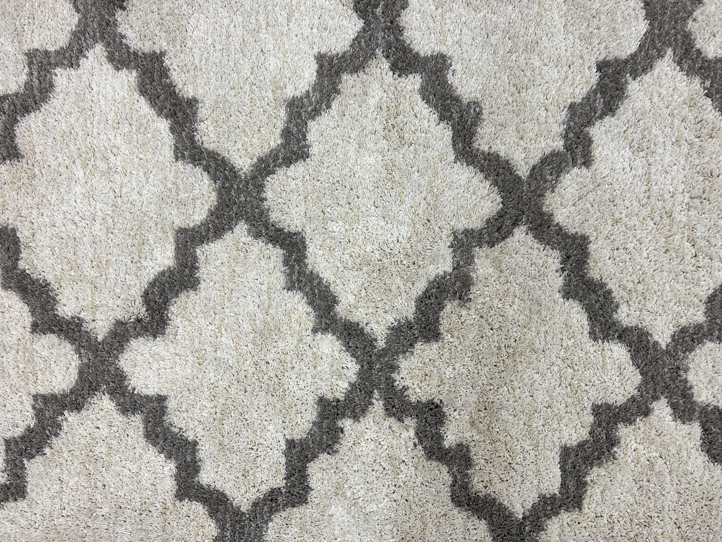 Modern Shag Rug, Ivory and Gray, Diamond Panel Design, Room Sized Area Rug - Nuvé