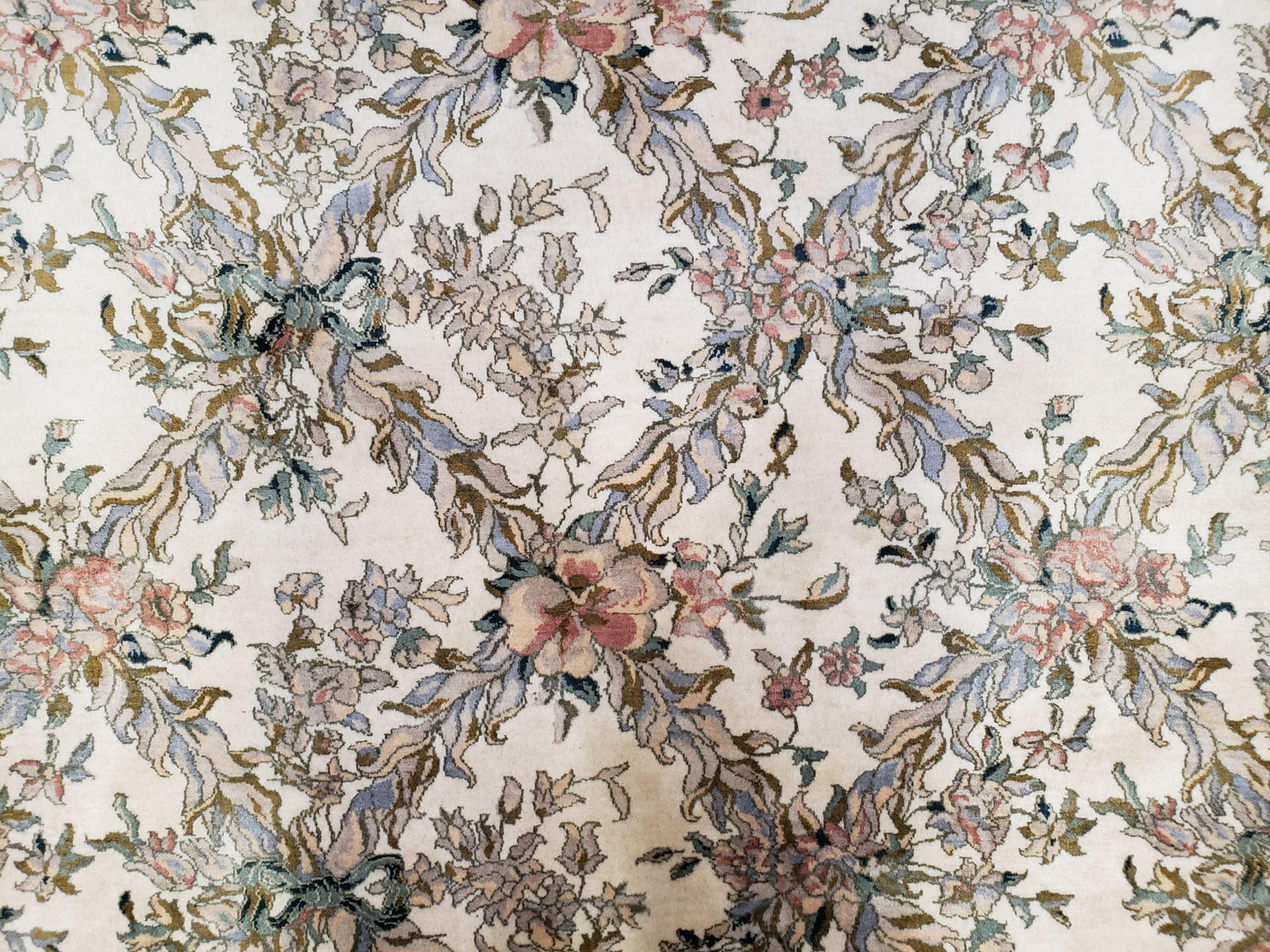 Pak Persian Floral Rug 11 x 12.6, Ivory, Very Fine, Hand Knotted - Nuvé