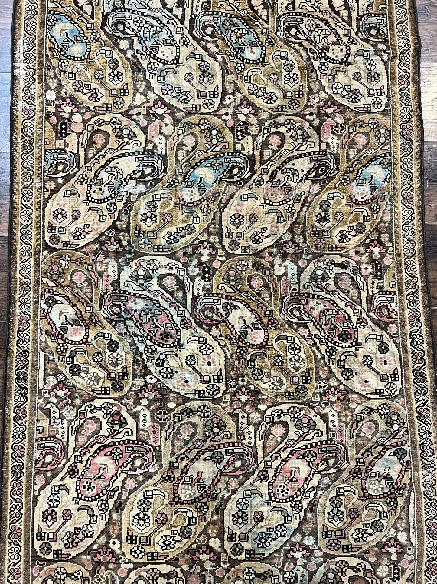 Antique Persian Malayer Runner Rug 3x16, Repeated Boteh Paisley Design, Rare Rug, 1920s Antique Oriental Carpet, Wool Handmade Hand Knotted 3 x 16 ft Rug - Nuvé