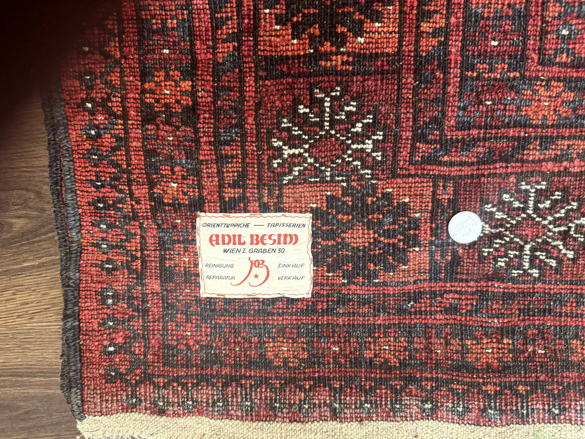 Antique Persian Turkoman Rug 5x6, Red