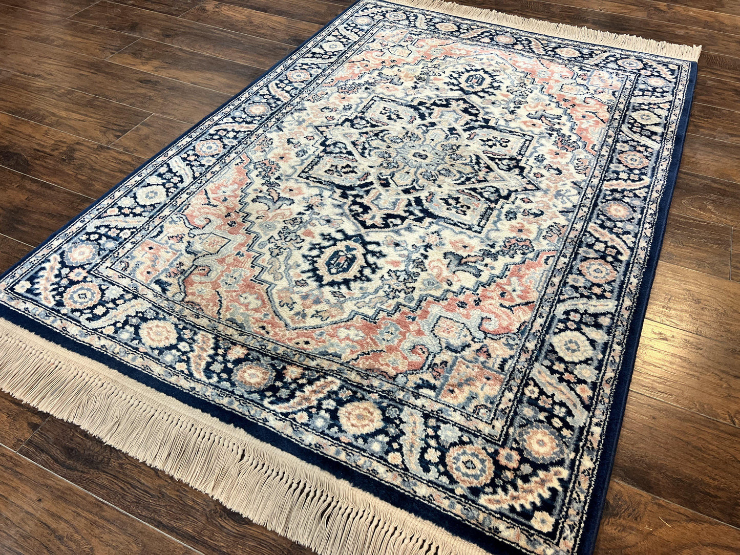 Karastan Blue Heriz Rug #748, Vintage Wool Karastan Carpet 4.3 x 6, Discontinued Original 700 Series Karastan Area Rug - Nuvé