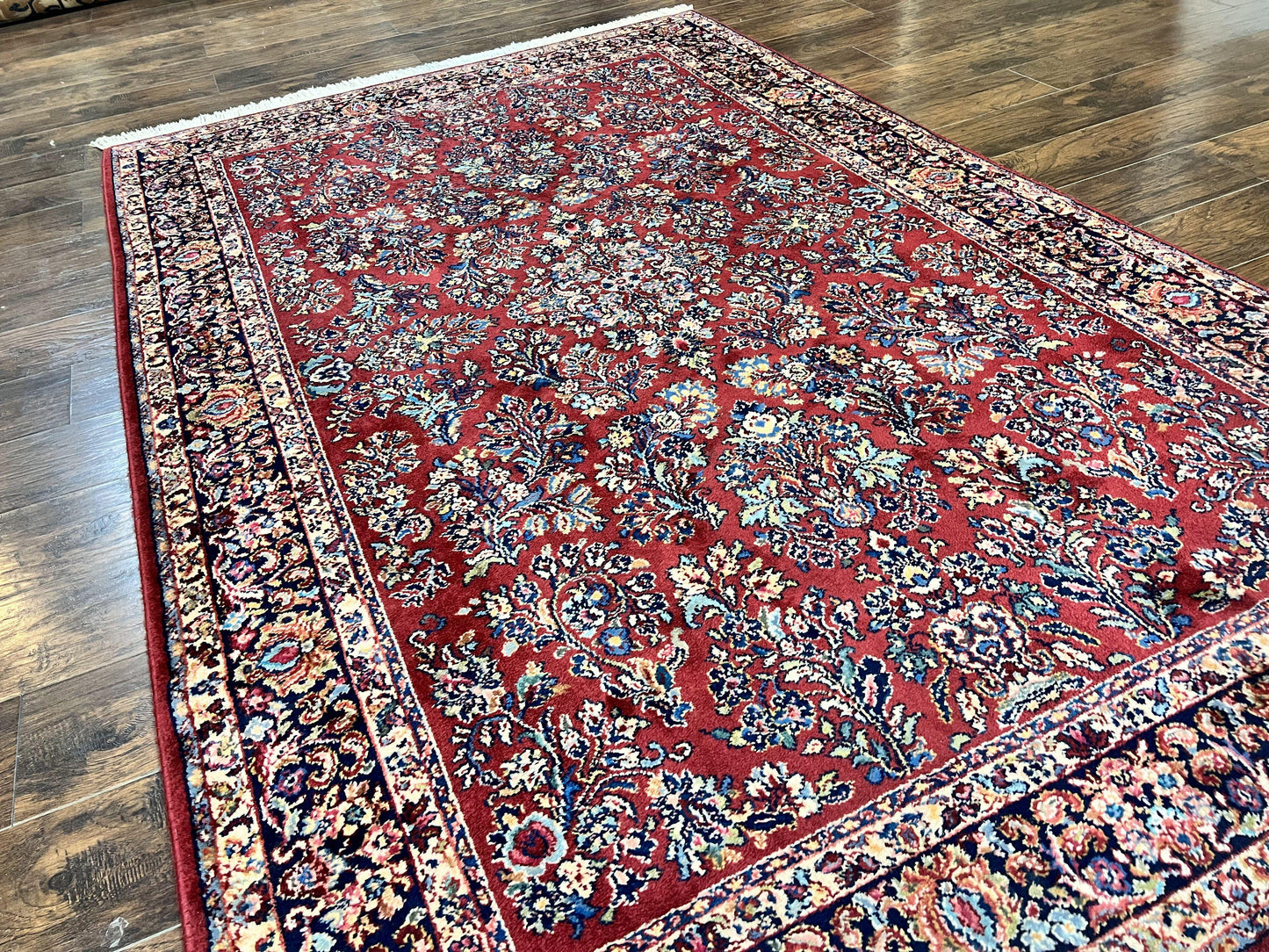 Karastan Rug 5.9 x 9 Red Sarouk #785, Wool Karastan Carpet, Original 700 Series, Vintage Karastan Oriental Rug Discontinued - Nuvé