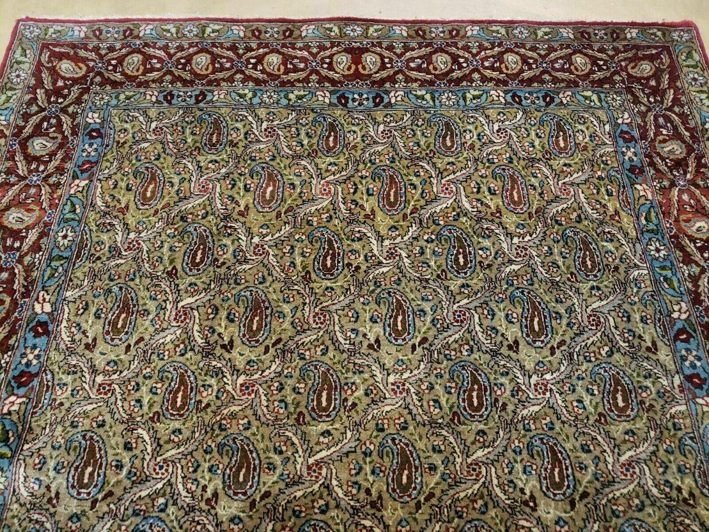 4' X 7' Handmade Turkish Wool Rug Paisley Hand Knotted Flowers One Of A Kind - Nuvé