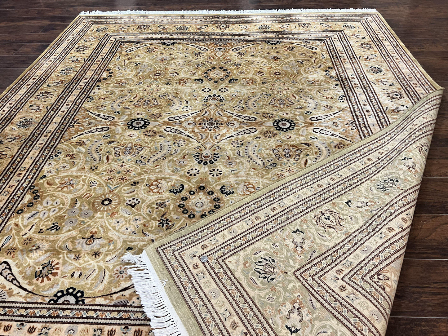 Pak Persian Rug 8x10, Wool Hand Knotted Vintage Carpet, Safavieh Rug, Gold Tan, 270 KPSI - Nuvé