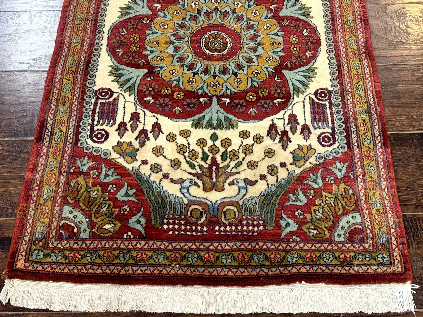 Persian Bijar Rug 2.6 x 4, Antique Carpet, Brick Red and Ivory - Nuvé