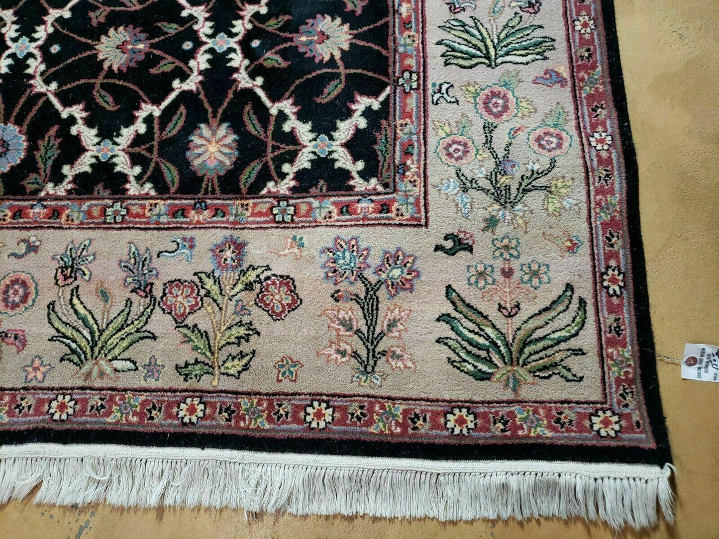 6' X 9' Handmade India Floral Oriental Wool Rug Carpet Hand Knotted Nice Black - Nuvé