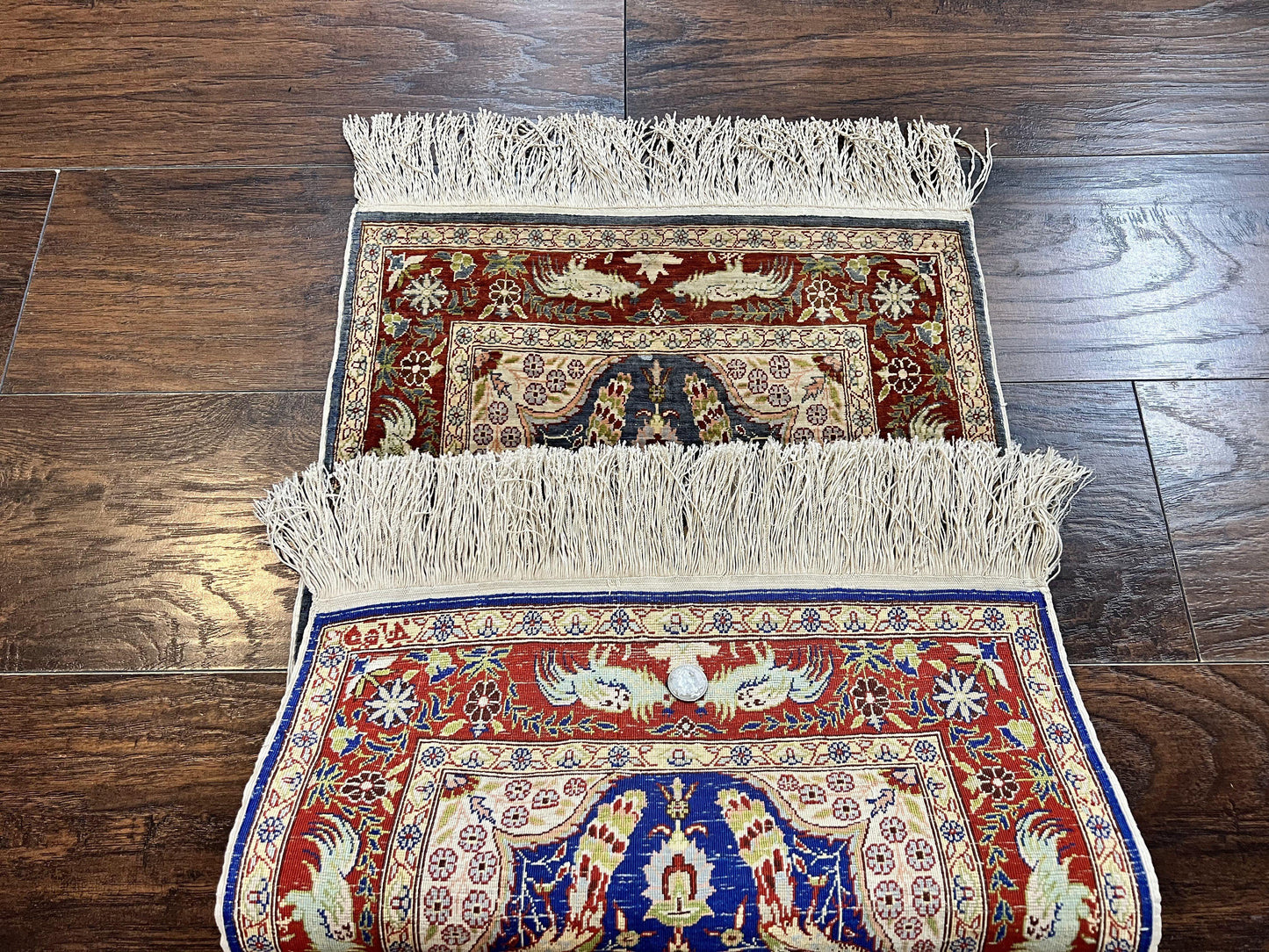 Silk Turkish Hereke Rug 2x3, Peacocks Birds, Signature from Master Weaver, Super Finely Hand Knotted 550 KPSI, Animal Pictorials - Nuvé