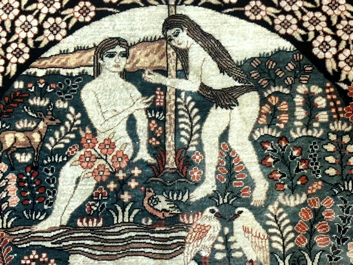 Stunning Sino Persian Pictorial Rug 2.7 x 4, Garden of Eden Adam & Eve Tree of Life Design, Extremely Fine 580 KPSI, Masterpiece - Nuvé
