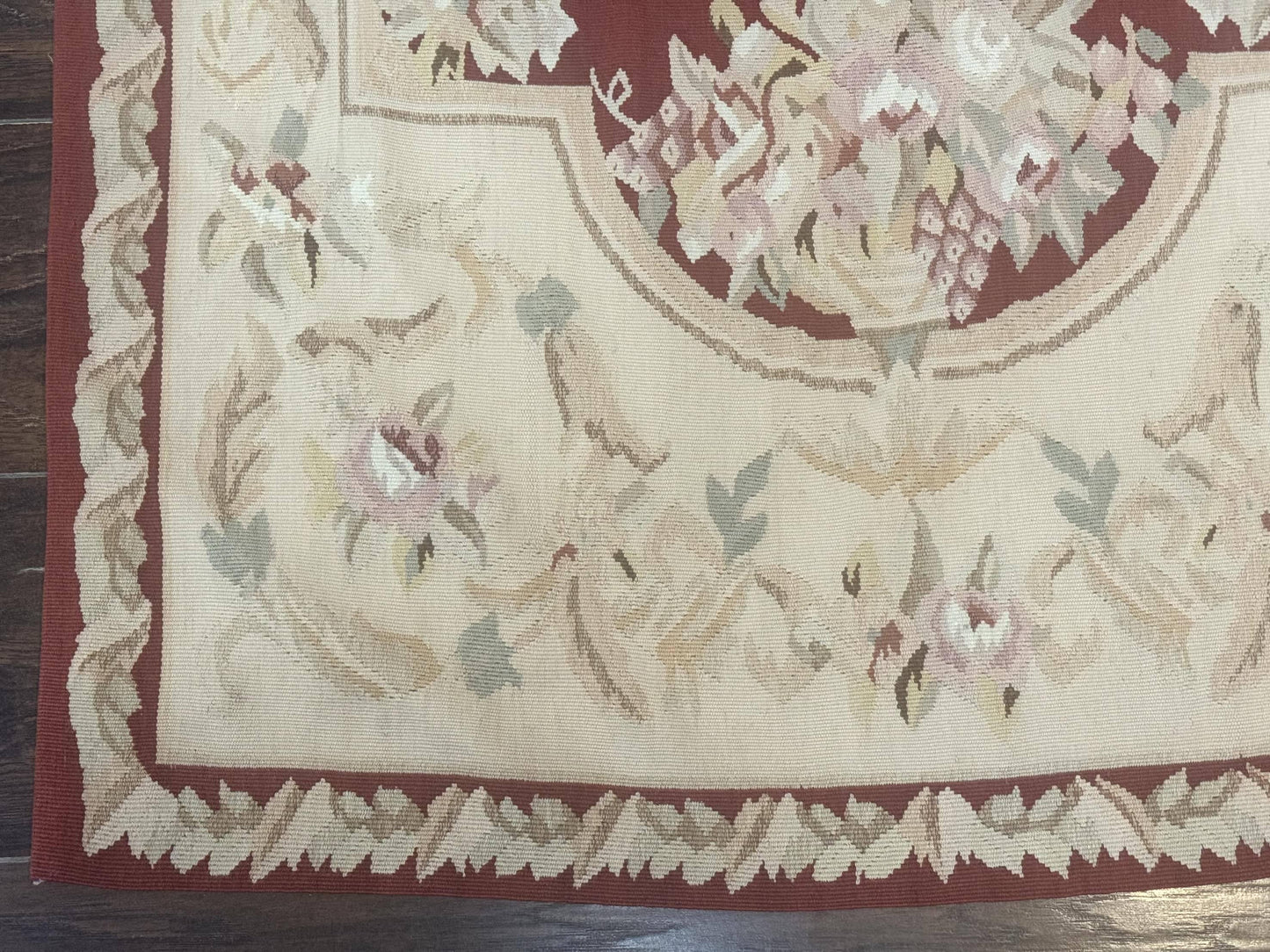 Aubusson Runner Rug 3x10, European Design, Red and Beige, Elegant, Handmade Wool Rug - Nuvé