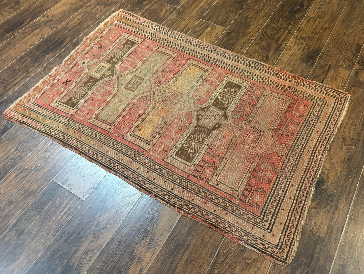 Antique Turkish Melas Rug 3x5, Geometric Carpet, 1920s Wool Rug, Bohemian Rug, Low Pile Rug, Tribal Rug - Nuvé