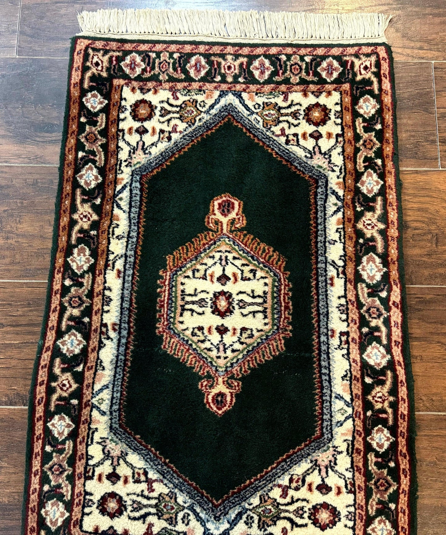 Small Indo Persian Dark Green Rug 2x3, Geometric Semi Open Field - Nuvé