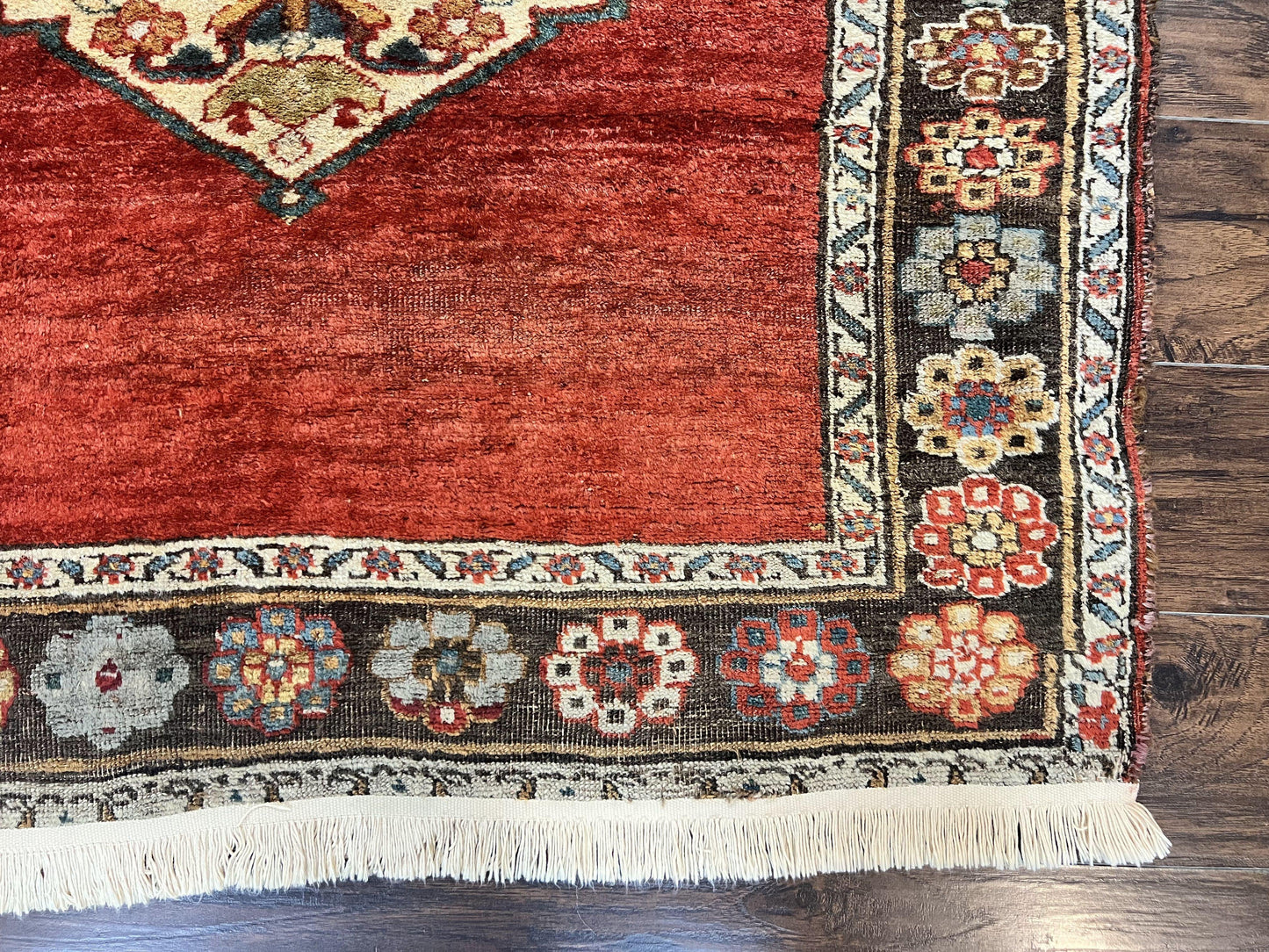 Antique Persian Bidjar Rug 4x8, Triple Medallions, Handmade Oriental Carpet, 1920s Rug, Wool Rug, Red - Nuvé