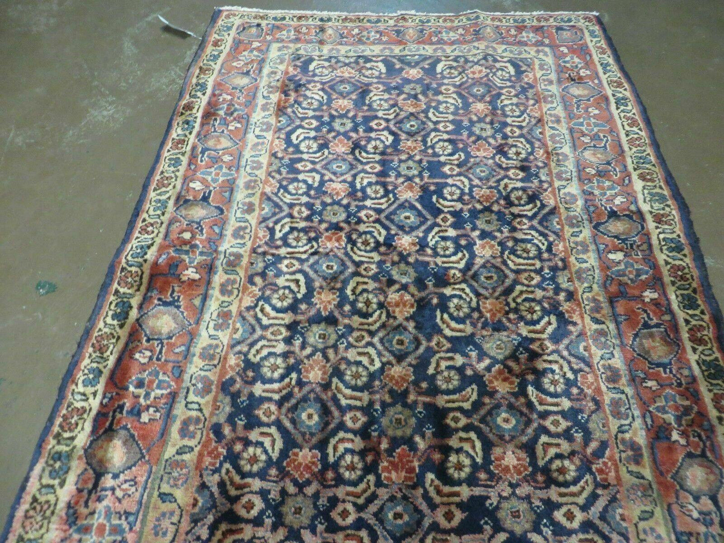 3'7" X 10' Antique Handmade India Floral Oriental Wool Runner Rug Organic Blue - Nuvé